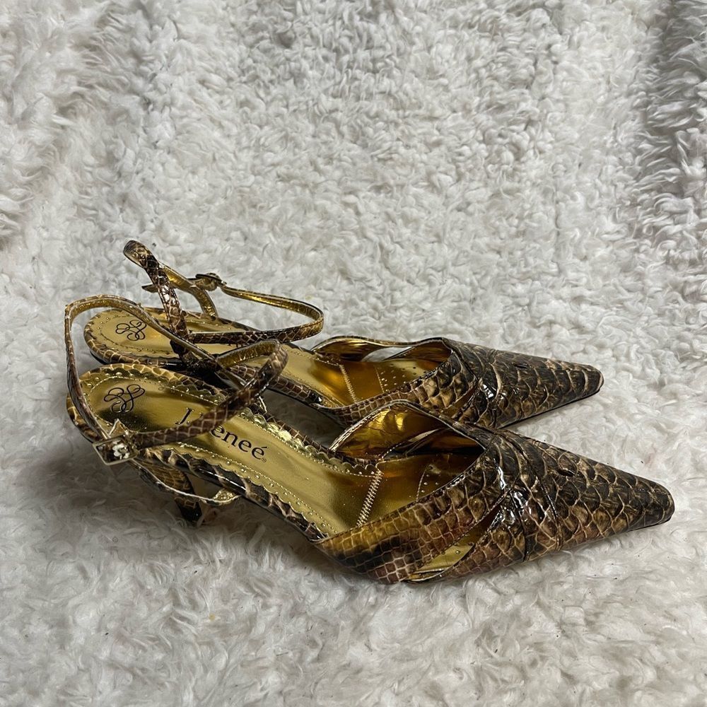J.Renee synthetic Brown Snake Print Women's Heels SZ10 - Picture 2 of 11
